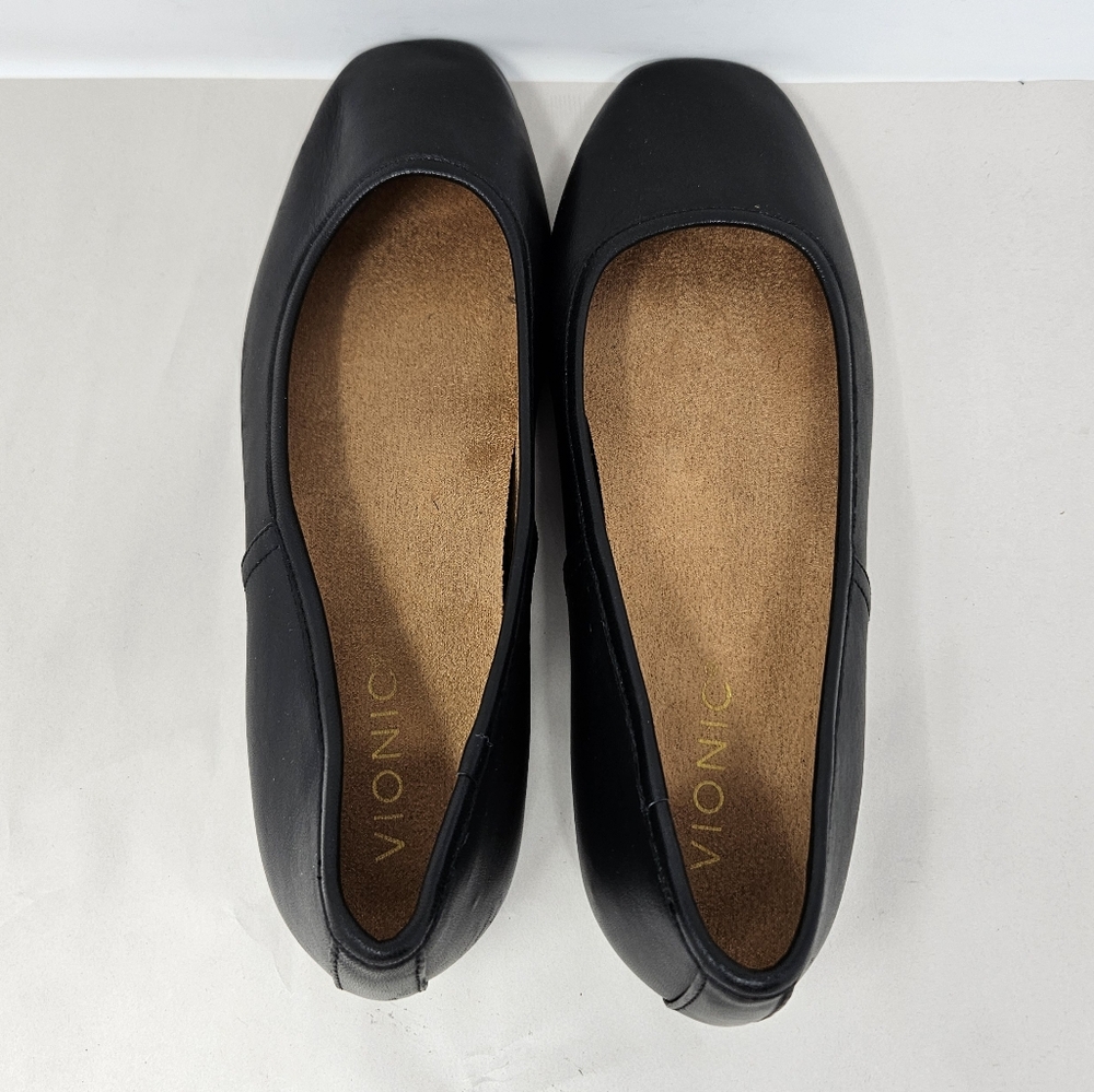 Vionic Orinda Flats Womens Sz 7.5M Black Leather Square Toe Low Heel Vio-motion - Picture 6 of 10
